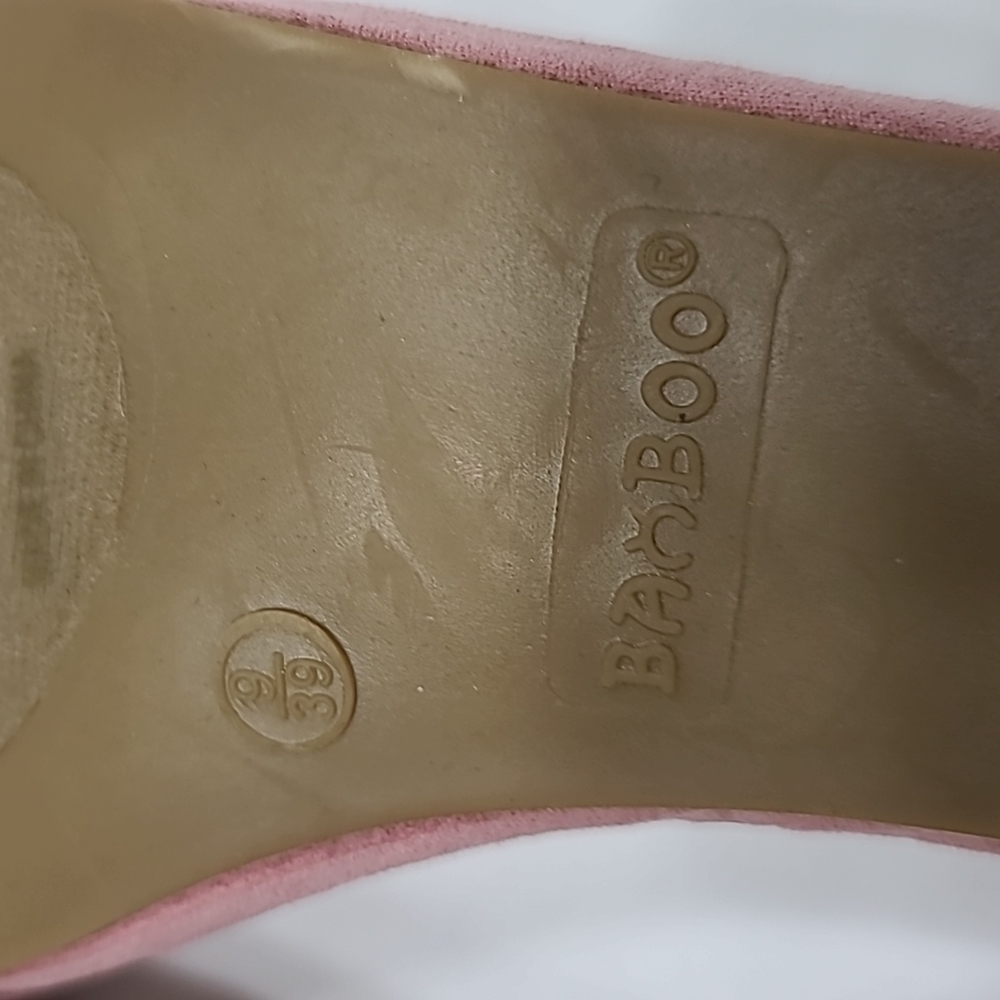 Bamboo Pink Suede Block Heel Sandals Sz 9 - Picture 7 of 9